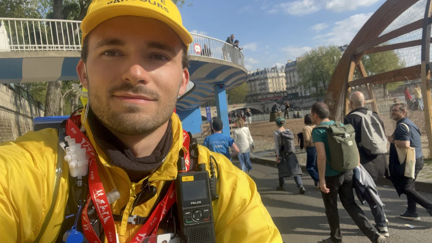 Yannick Michiels sur le parcours du Marathon de Paris