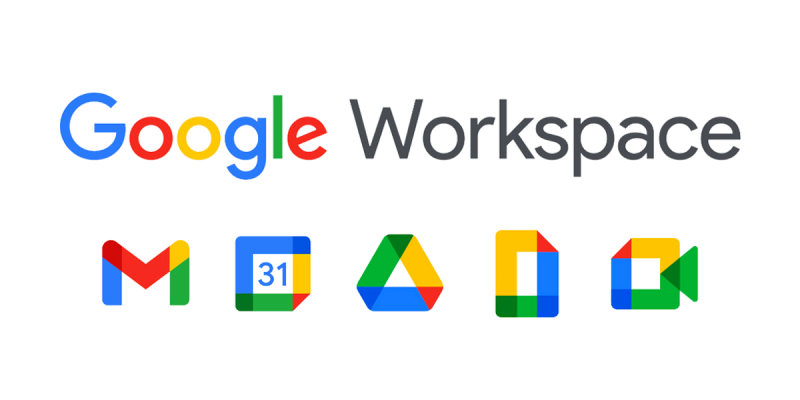 Logo Google WorkSpace, Solution de google utilisée par le freelance de l'événementiel Yannick Michiels